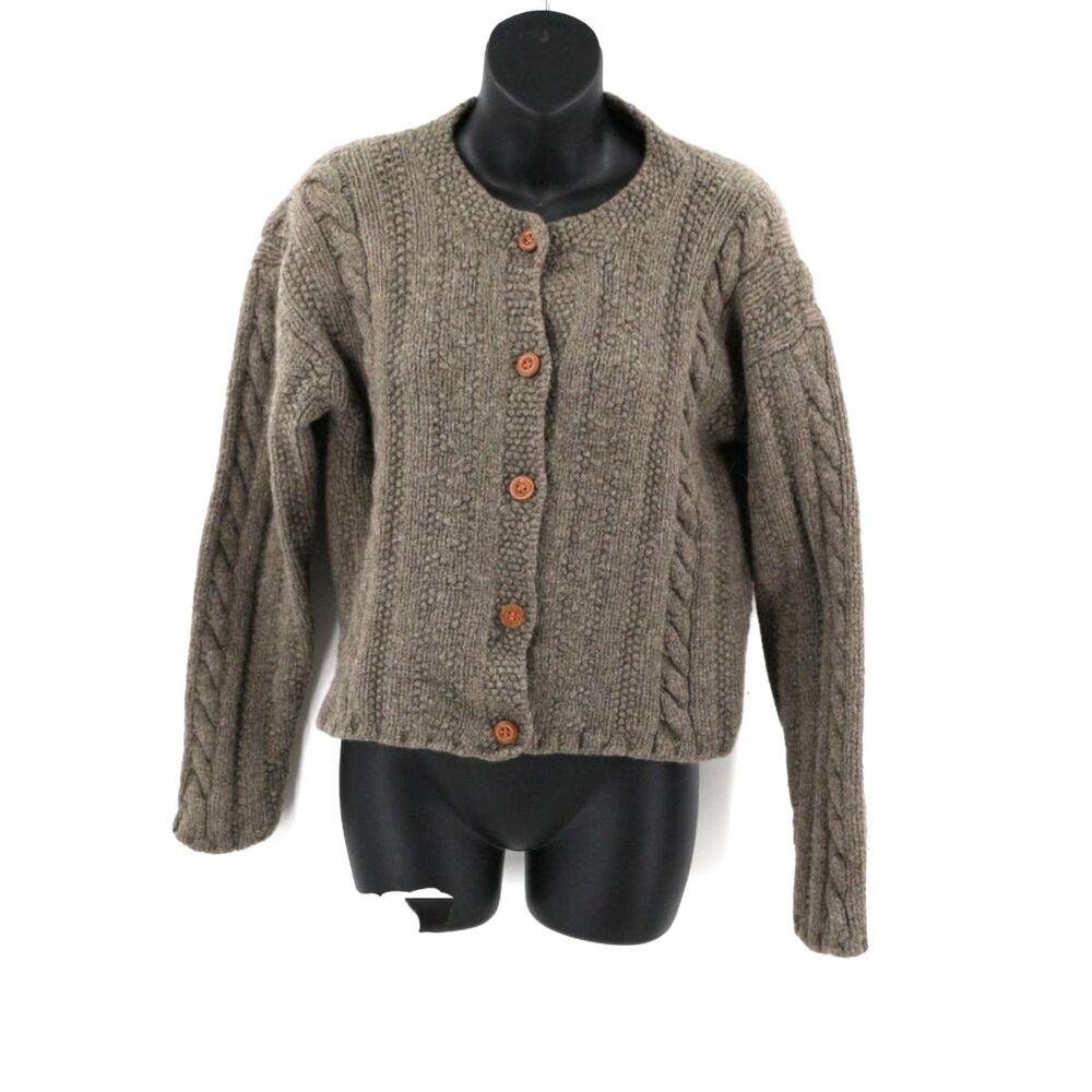 Vintage J.Crew Womens 100% Shetland Wool Cardigan Cabincore Medium Grancore